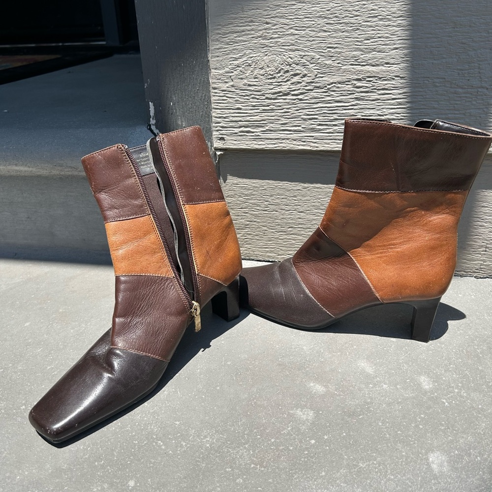 Leather Patchwork Boots